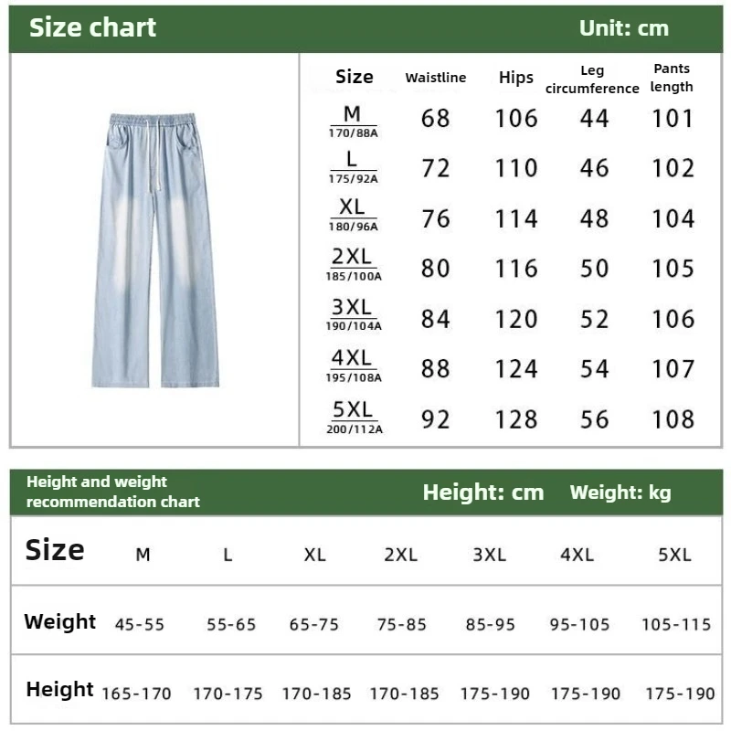 Men's Lyocell Tencel Jeans Relaxed Straight Wide Leg Slightly Pooled Airflow Lightweight Summer Trousers Breathable Tencel Denim