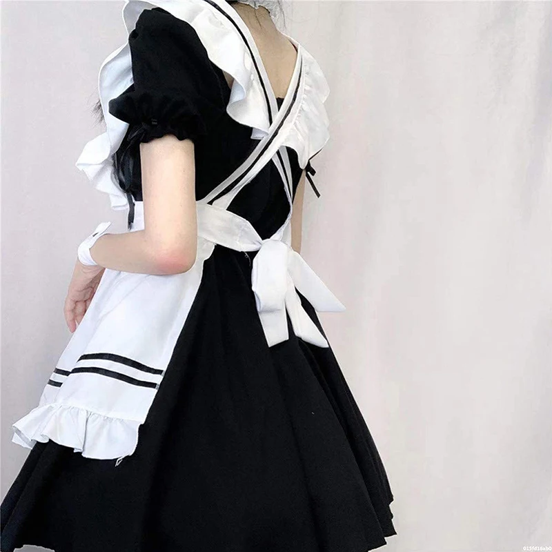 Black White Cute Lolita Maid Costumes Girls Women Lovely Maid Cosplay Costume Animation Show Japanese Outfit Dress Clothes 1set