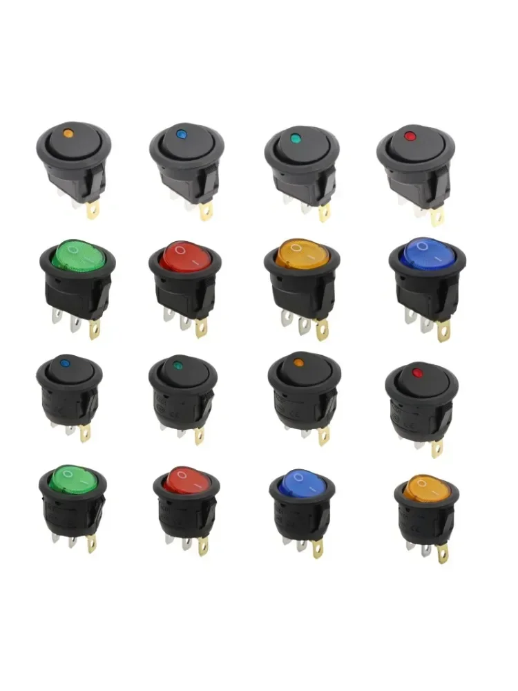 1szt 12V 220V Led Switch 16A 12V Dot Light Switch Power Switches Przycisk samochodowy ON/OFF 3pin Okrągły przełącznik kołyskowy KCD1 20mm — zdjęcie 2
