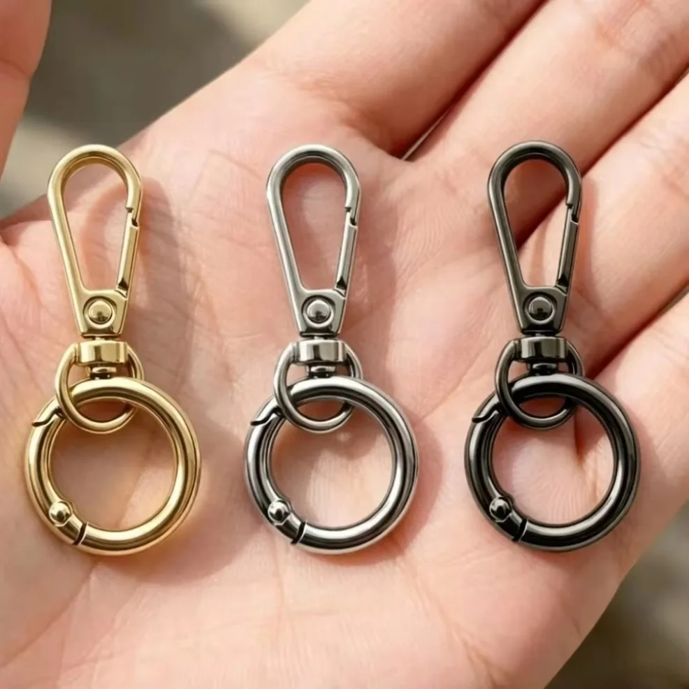 2/6/10 Sets Swivel Snap Hooks Double Opening Keychain Clip Rings Metal Lobster Claw Clasp for Hardware Crafts Lanyard Making