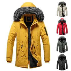 Winter Men Warm Jacket Men Cotton Windproof Casual Parkas Jacket Coat Men Fur Collar Thicken Outwear Detachable Hat Jacket Male