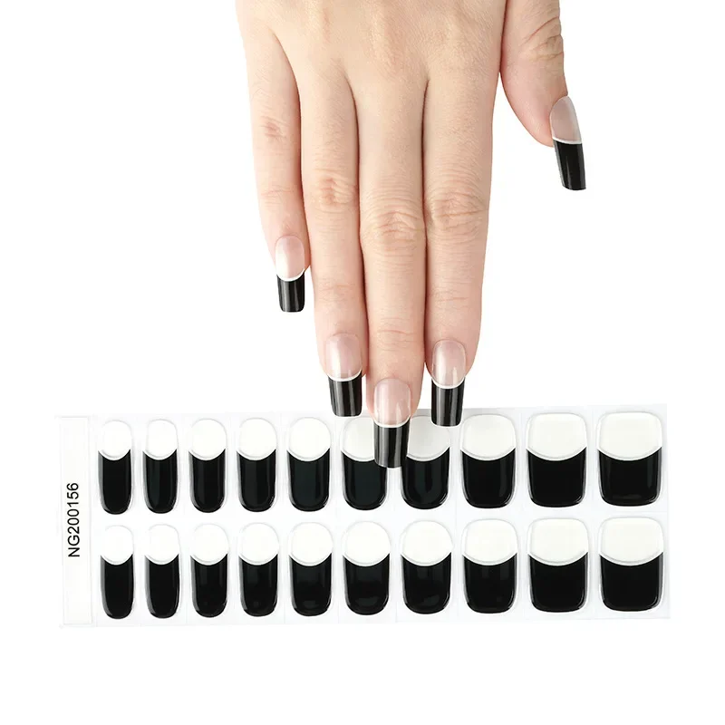 Pegatinas de Gel semicuradas para uñas, parches de larga duración de Color sólido, pasta completa, lámpara UV, necesita 16/20/22/24 tiras