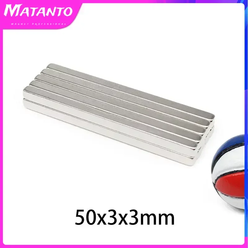 

5~100PCS 50x3x3mm Block Sheet Magnet Strong N35 Rare Earth Neodymium Magnets 50mm x 3mm x 3mm Permanent Magnets