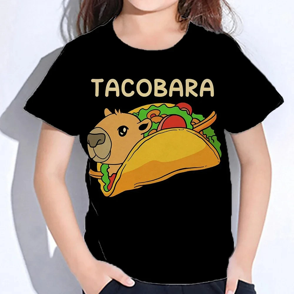 

Детская одежда, футболка для девочек с короткими рукавами и 3D принтом капибары, детская летняя одежда, повседневная стильная детская одежда для девочек, топ с круглым вырезом