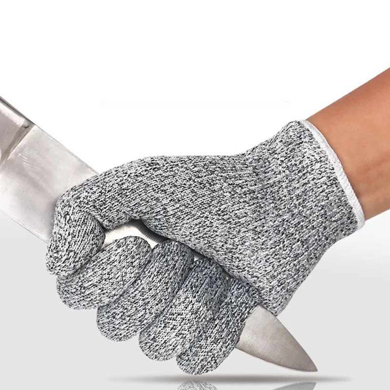 2PCS Grade 5 Anti Cutting Gloves Kitchen HPPE Anti Scratch Glass Wood Cutting Safety Protection Horticulturist Protector Gloves