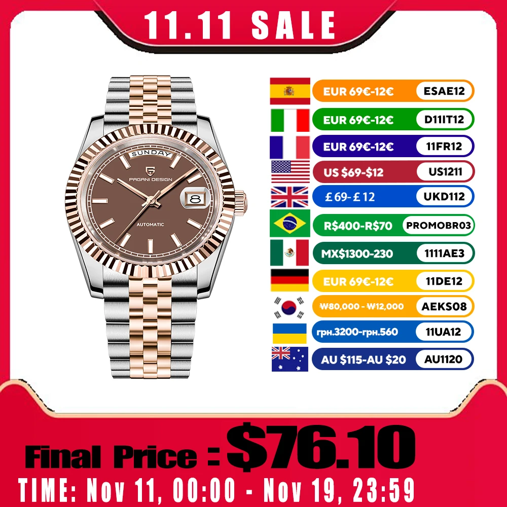 

Pagani Design DD36 Men's Watches Rose Gold Mechanical Watch Automatic Luxury 2025 AR Sapphire Mirror Wristwatch Gifts Man Clocks