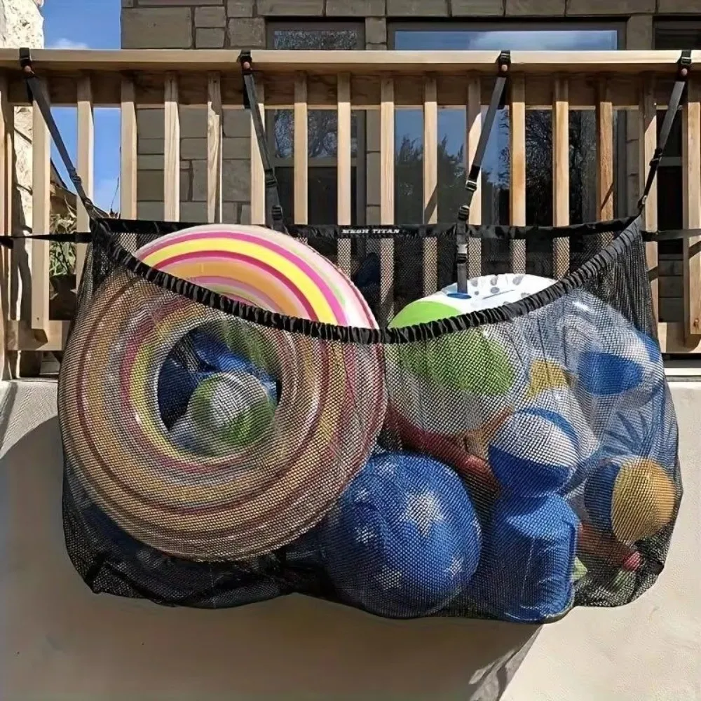 

Multifunctional Pool Storage Organizer Bag Foldable Extra Large Toy Storage Bag Swimming Pool Hook Bath Hanging Mesh Bag
