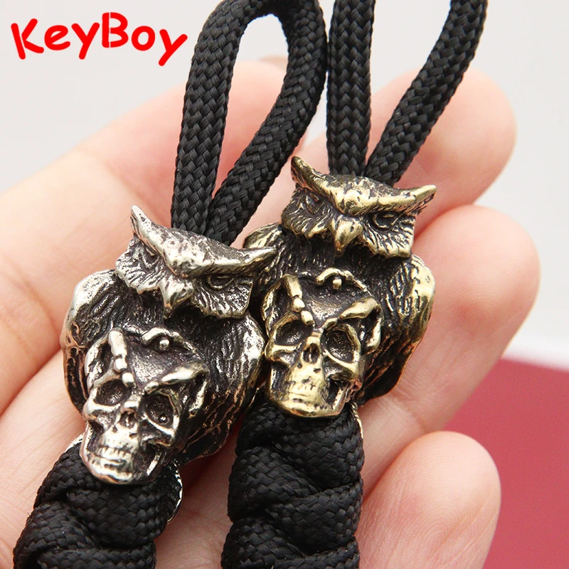 Animal Owl Brass Knife Bead EDC Outdoor DIY Paracord Woven Accessories Lanyard Keychain Pendant Umbrella Rope Flashlight Hanging