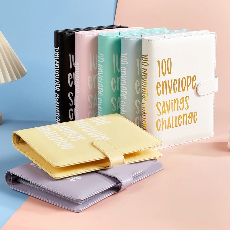 100ซองซองเก็บเงินท้าทายสมุดงบประมาณ52สัปดาห์พร้อมซองเงินสดทองคำสีกุหลาบแวววาว