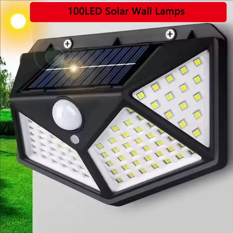 Outdoor Solar Lamp 100 LED Wall Lights PIR Motion Sensor Solar Powered Sunlight Street Light Garden Decoration​
