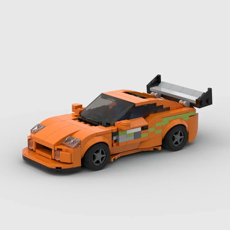 370pcs MOC Supra MK4 Sports Car Vehicle Speed Champion Racer Building Blocks Fast & Furious Brick Creative Garage Toys for Boys