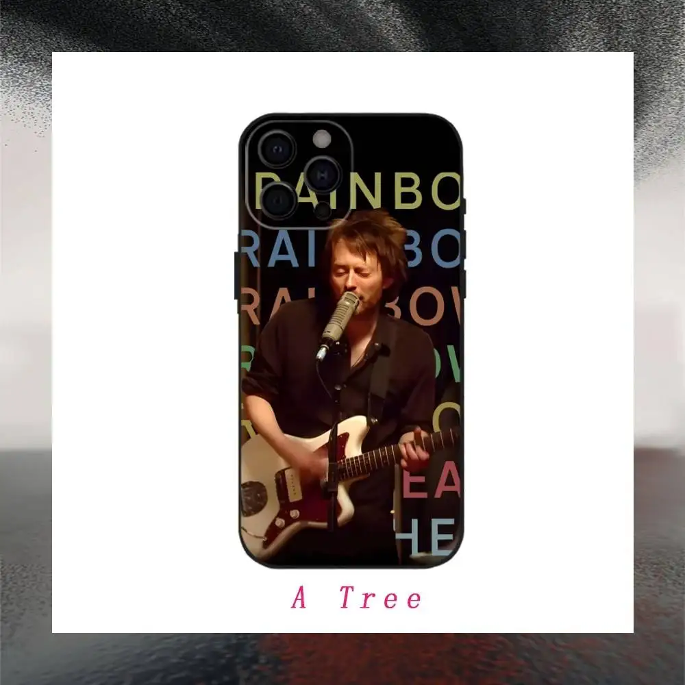 R-Radiohead الفرقة R-قوس قزح جراب هاتف آيفون 17 16 15 14 13 12 ماكس زائد سيليكون غطاء أسود