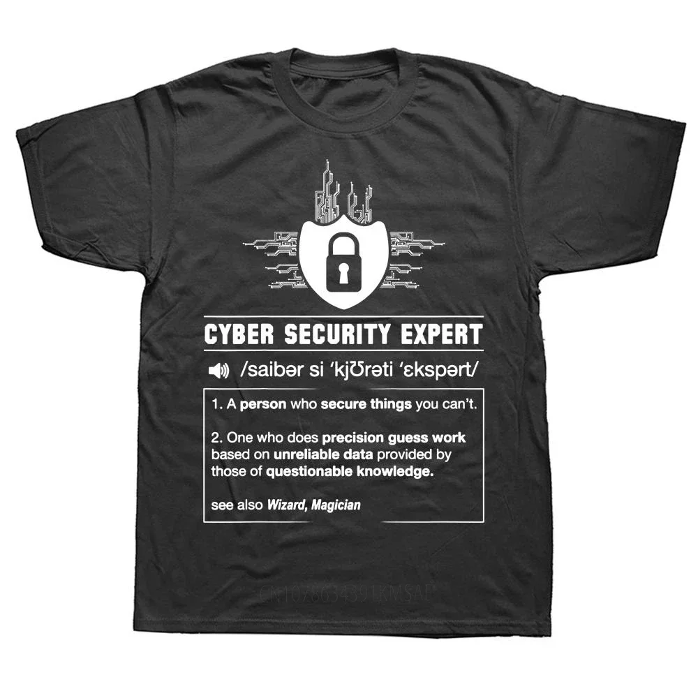 Funny Cyber Security Definition Programmer T Shirts Graphic Cotton Streetwear Short Sleeve O-Neck Harajuku Cybersecurity T-shirt