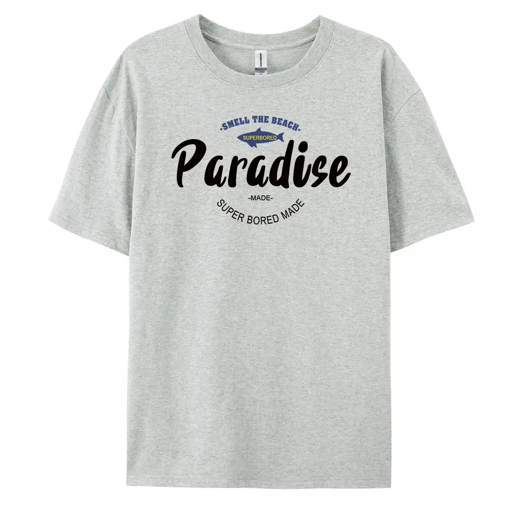 

Paradise Men's Casual Short-sleeved T-shirt with 100% Cotton Fashion print Tees oversize