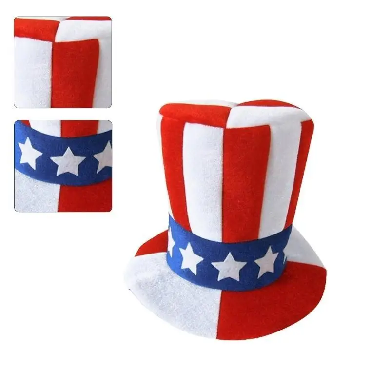 

39BD Striped Julycostumes Hat Patriotic Top Hat Pillbox Hat Halloween Headband