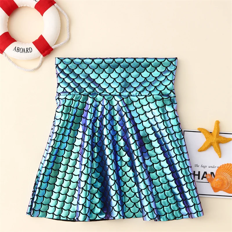 Fish Scale Halfbody Skirt Fish Scale Skirt Rainbow Skirt Tutu Skirt Preschool Children\'s Color Matching Short Skirt Birthday Par