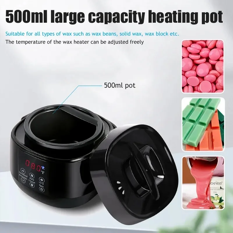 500ml LCD Intelligent Touch Screen Digital Display Wax Bean Heater Machine Warmer Wax Melting Machine Hair Remover Beauty Tools