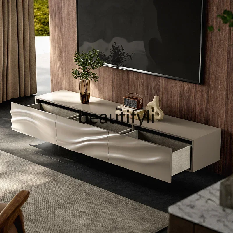 

yj5 Modern light luxury TV cabinet, living room, household Italian minimalist villa, high-end solid wood