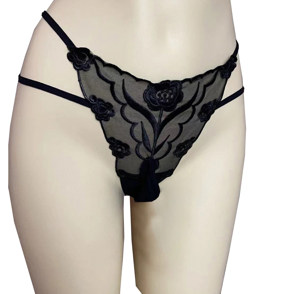 

Трусики-стринги с цветочной вышивкой, кружевные