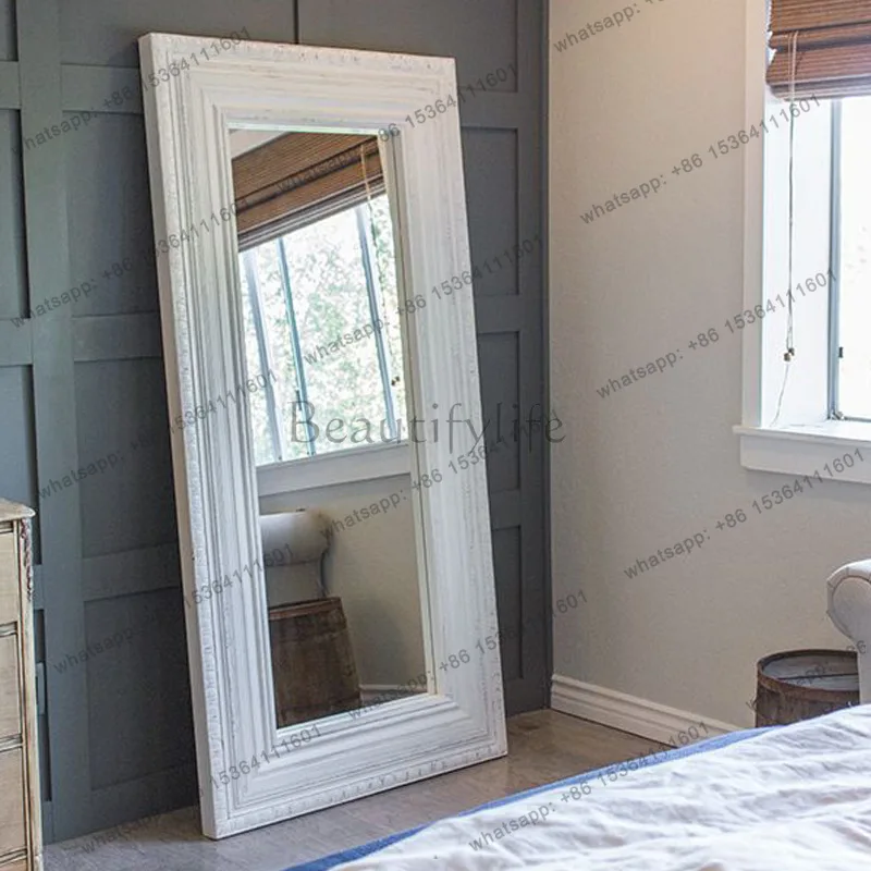 European  floor-to-ceiling household light luxury floor-to-ceiling mirror bedroom clothing store wall-mounted fitting mirror