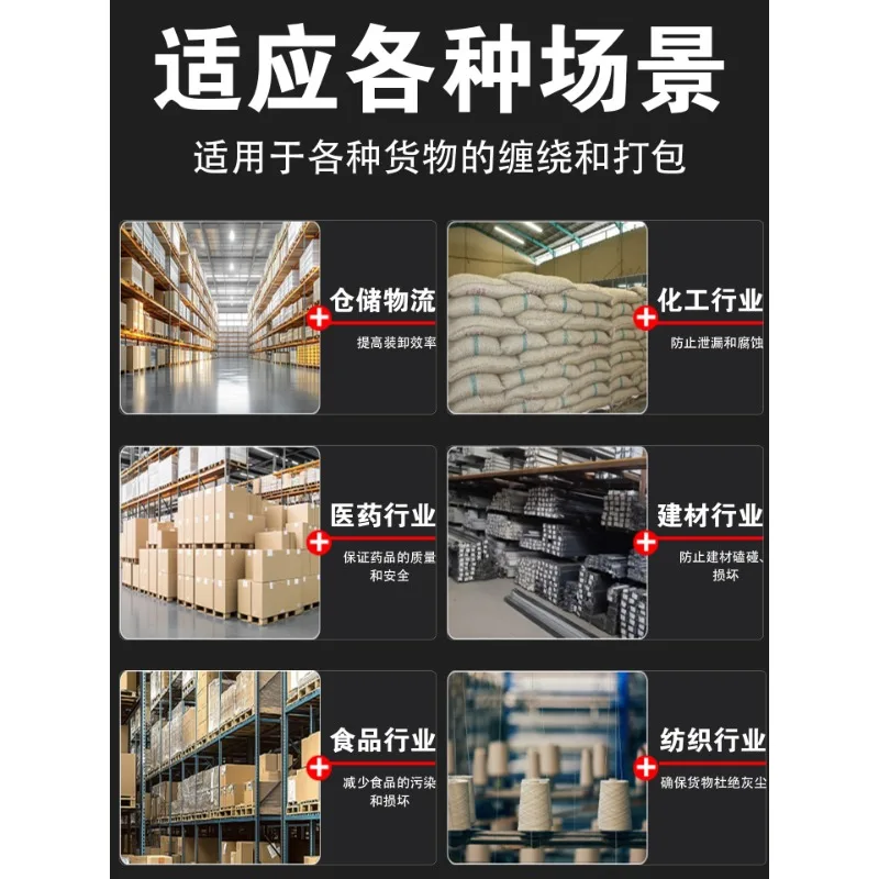 Automatic film wrapping machine, stretch film tray wrapping, large packaging