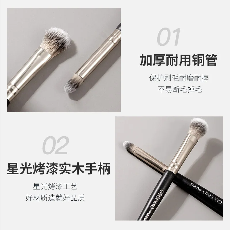 Double-headed Eyeshadow Brush Portable Travel Multifunctional Wooden Handle Face Cosmetic Tool Beginner Professional Makeup Tool