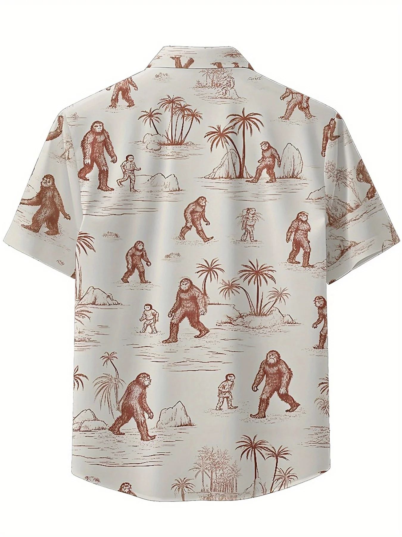Men's Plus Size Hawaiian Shirts Sasquatch Travels Through Time and Space pattern,summer Weekend Getaways ,tropical Vacations