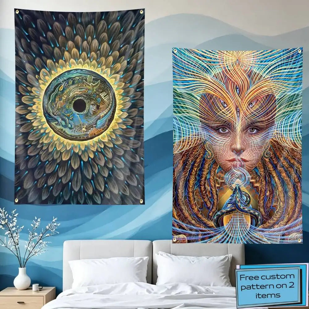A-Amanda S-Sage Visionary Woman Art Flag Tapestry Banner for Bedroom Living Room Outdoor Camping