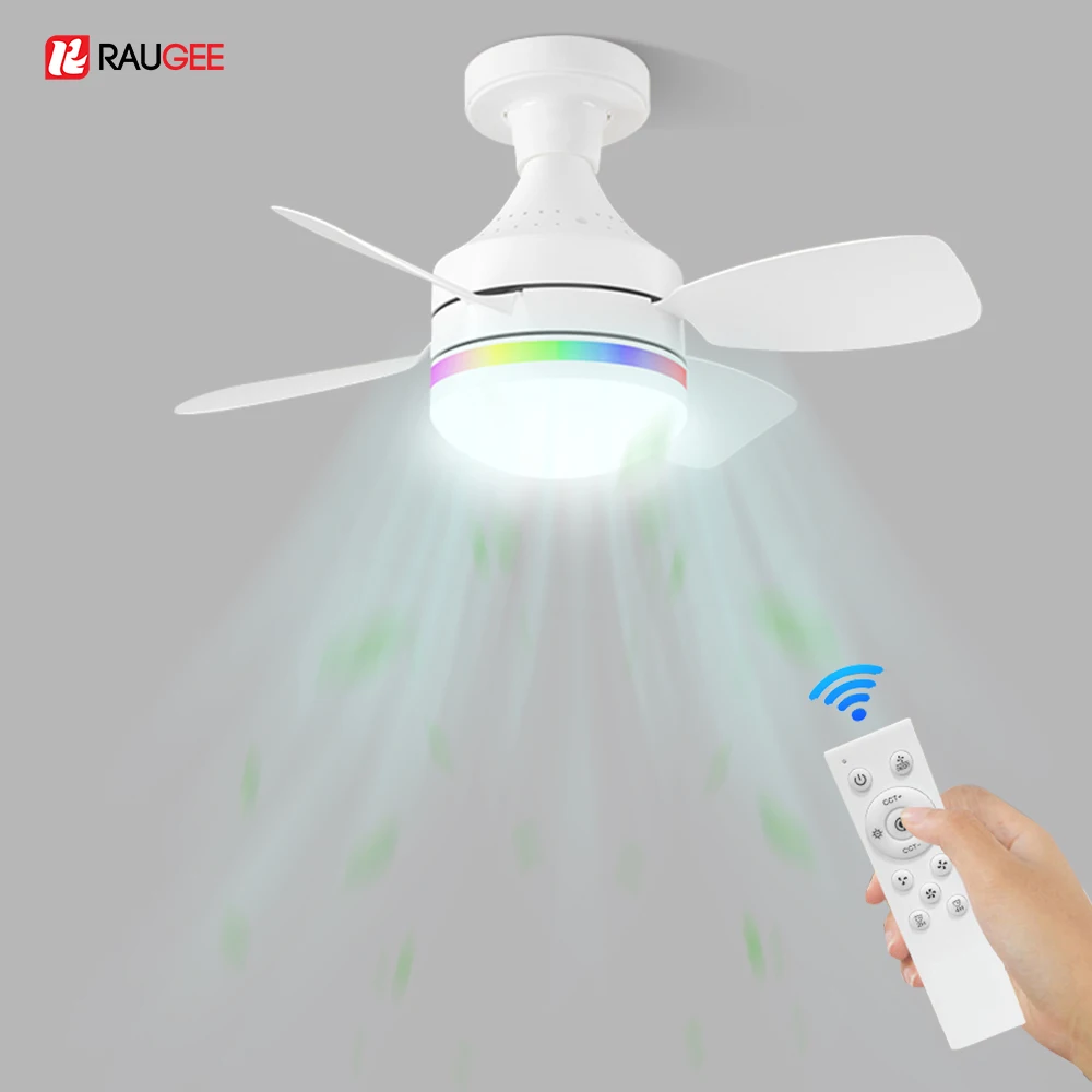 ledシーリングランプ-ライトとリモコン付き-e27口金-シーリングファン-タイマー付き-夏冬兼用-寝室用シーリングファン