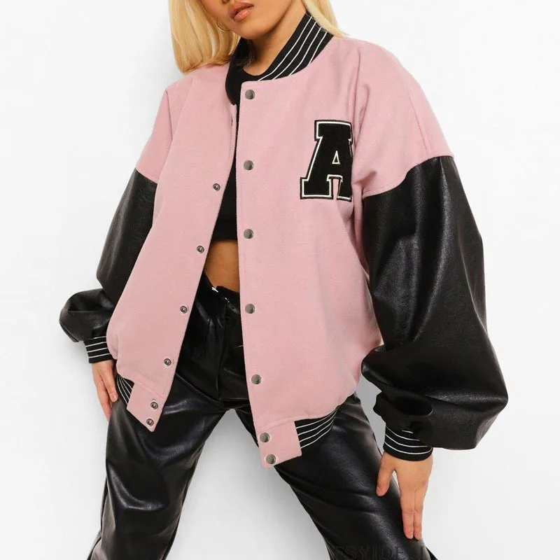 Straße Baseball Jacke Herbst Winter Neue Paar Hip Pop Fleece Verdickt Varsity Jacke Für Frauen ropa mujer Leder Jacke 방수자켓