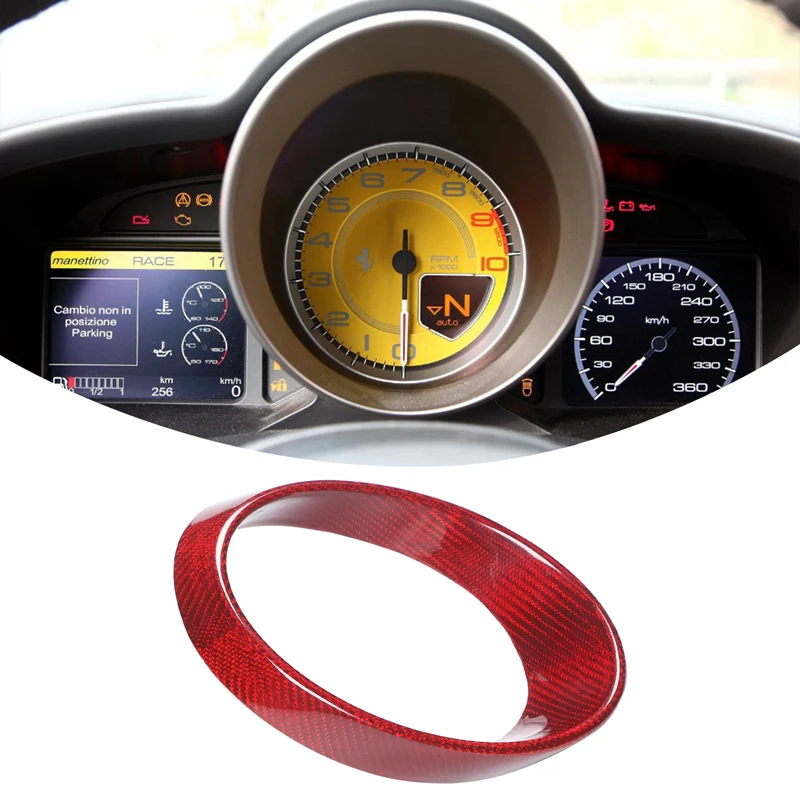 For Ferrari 458/488 2011+ car modification accessories 1pcs Real carbon fiber car dashboard tachometer decorative ring sticker