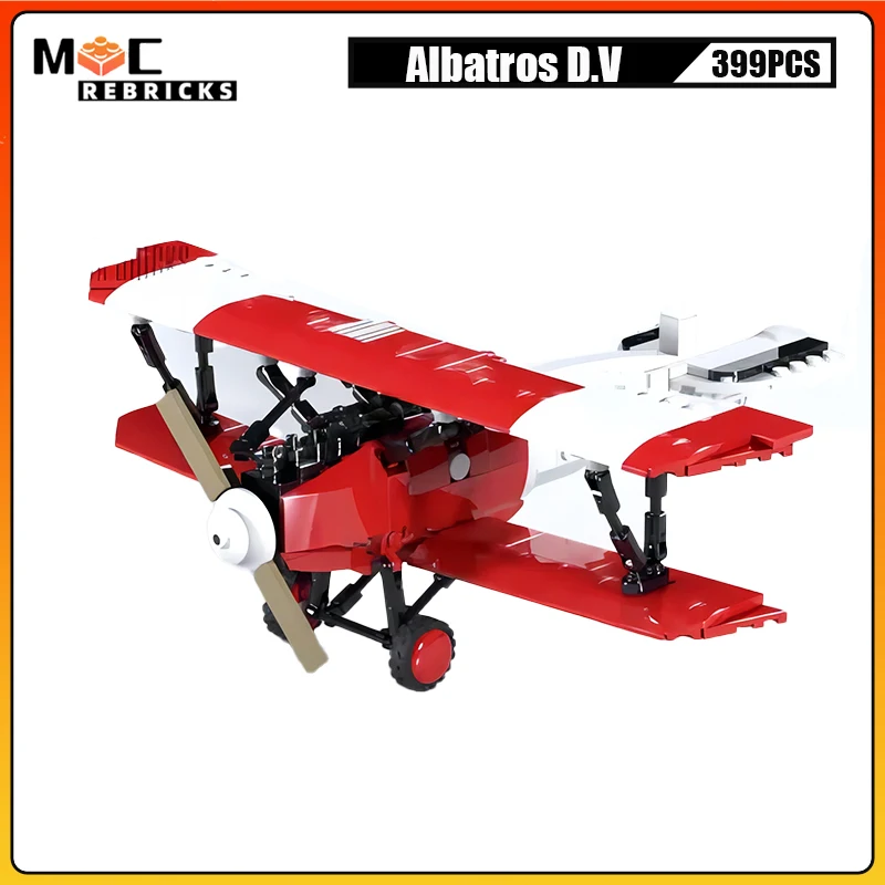 WW I German Air Force Aircraft Albatros D.V Military Fighter MOC Building Blocks Assembly Airplane Bricks Model Kid Toys Gifts