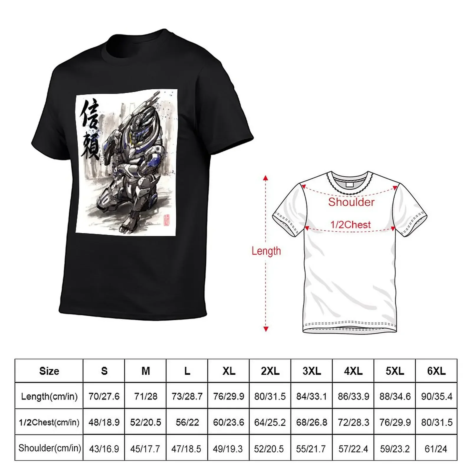 Mass Effect Garrus Sumie style with Japanese Calligraphy T-Shirt boys whites korean fashion mens t shirts casual stylish