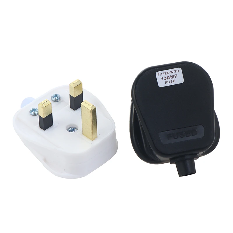 England Removable Power Plug Type G White Black 3 Pin UK Mains Plug 13A Appliance Assembly Power Cord Fuse Wiring Connector