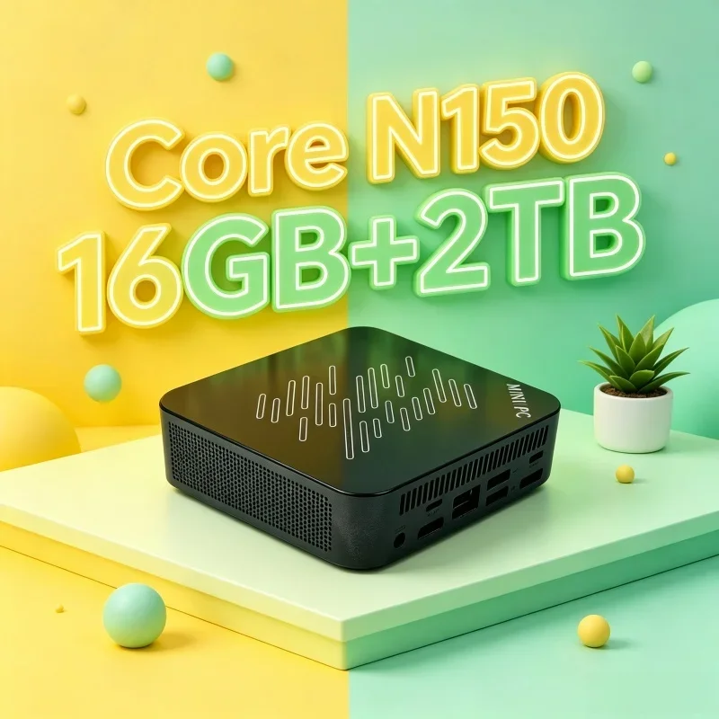 Intel Core N150 Linear‑Stripe Pattern High Performance Mini PC 32GB RAM 1TB SSD 4K Desktop Computer For Gaming Office Home Use