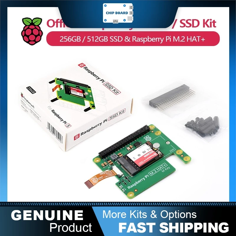 Official Raspberry Pi SSD / SSD Kit 256GB / 512GB with RPi M.2 HAT+, PCIe Gen 3, for Raspberry Pi 5