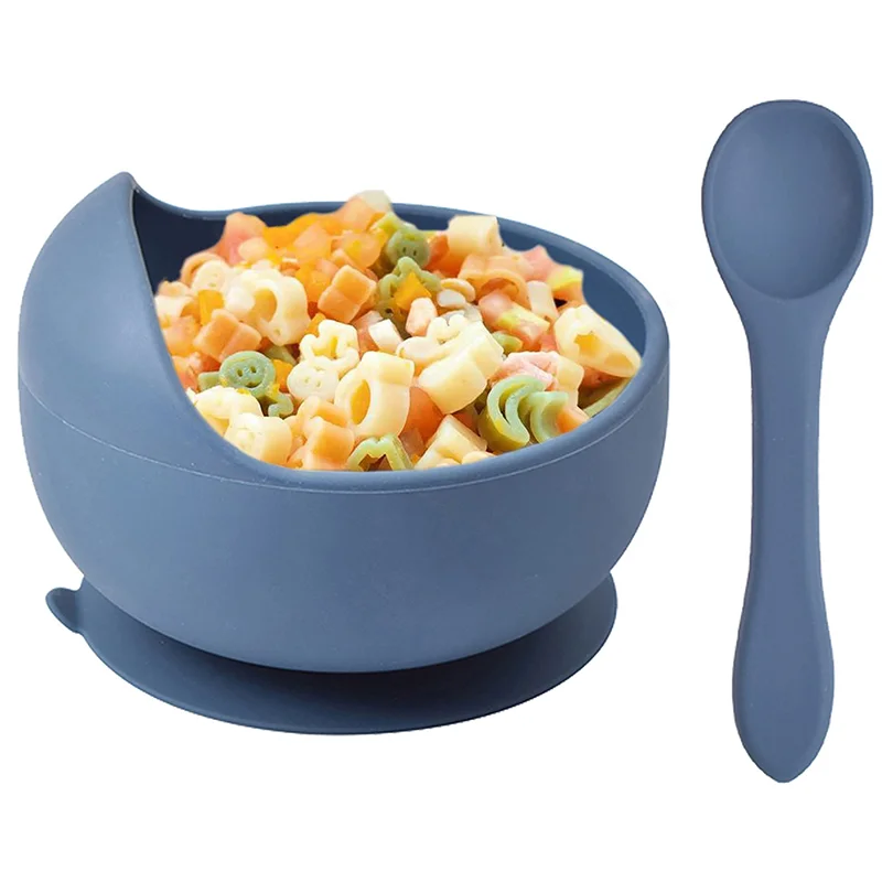 2Pcs Silicone Bowl Food-grade Silicone Suction Cup Children's Bowl Kitchen Baby Feeding Bowl Set  Anti-skid Kids Dishes BPA Free