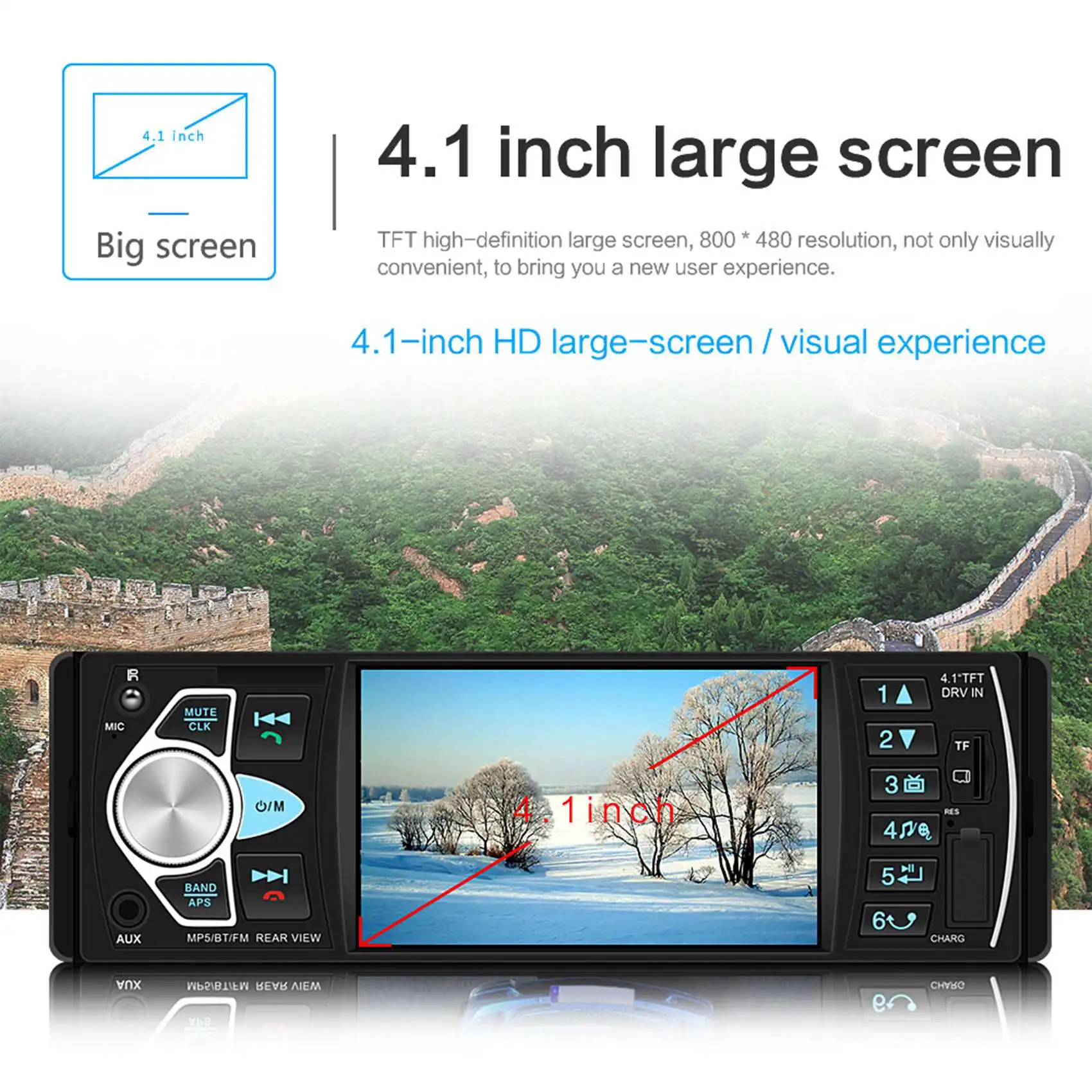 4Inch Screen 1 DIN Car Stereo Audio Automotive Bluetooth with USB USB/SD/AUX Card Autoradio FM MP3 Player Type:-4022D