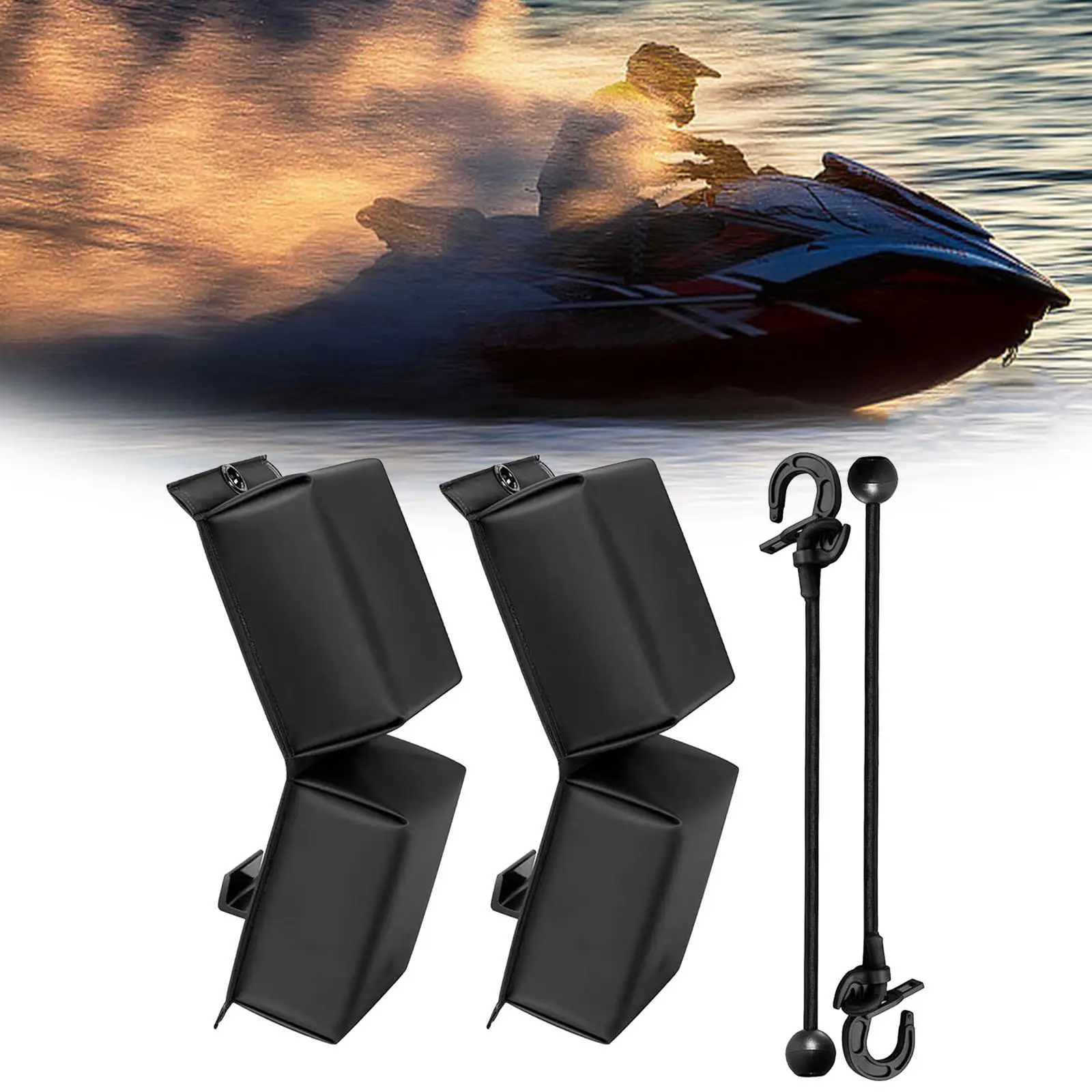 2Pcs Docking Pwc Fender Sturdy Protector Black Easy to Store with Elastic Cords Convenient Fender Accessories