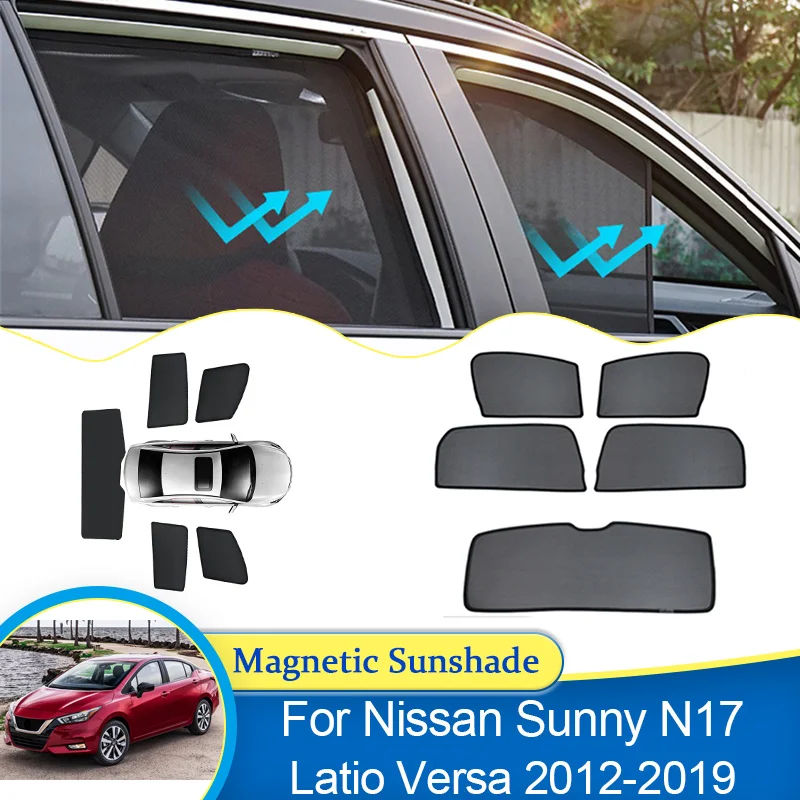 For Nissan Sunny N17 Latio Versa 2012 2013 2014 2015 2016 2017 2018 2019 Magnetic Sunshade Curtains Visor Auto Part Accessories