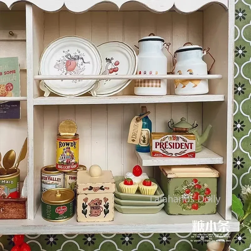 Dollhouse Mini Nostalgia Retro Box/milk/jar Food Play Decoration Children\'s Gift Miniature Kitchen Furniture Accessories