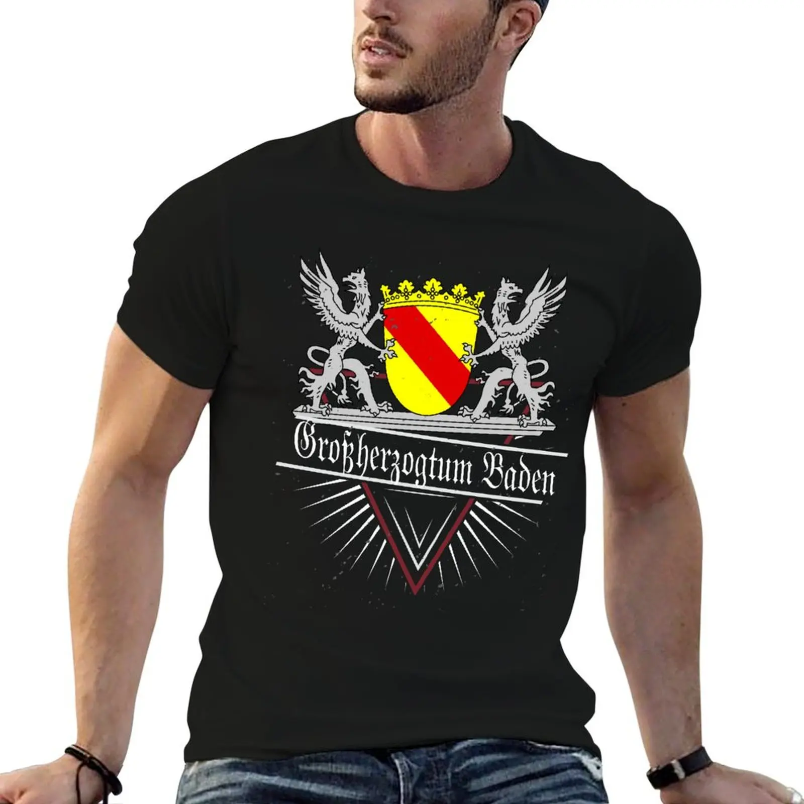 Grand Duchy of Baden with coat of arms T-Shirt oversizeds blacks for a boy cotton graphic tees mens t shirts