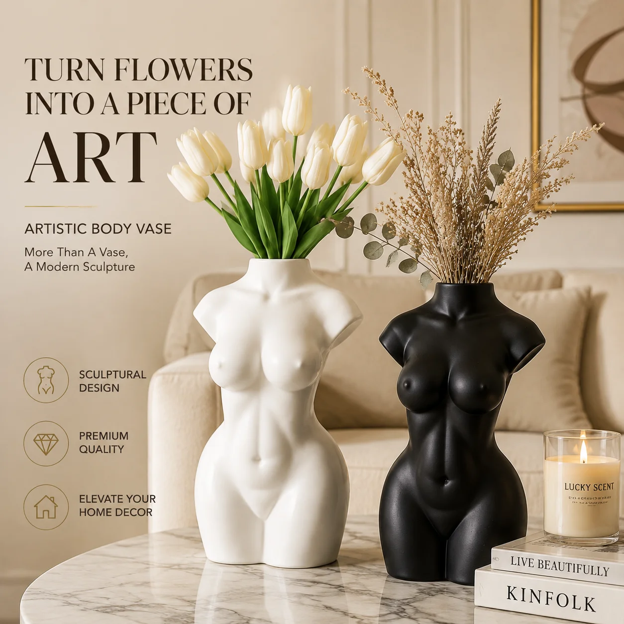 Female Body Vase Modern Abstract Woman Sculpture Flower Vase Nordic Minimalist Home Decor Living Room Table Decoration Ornament