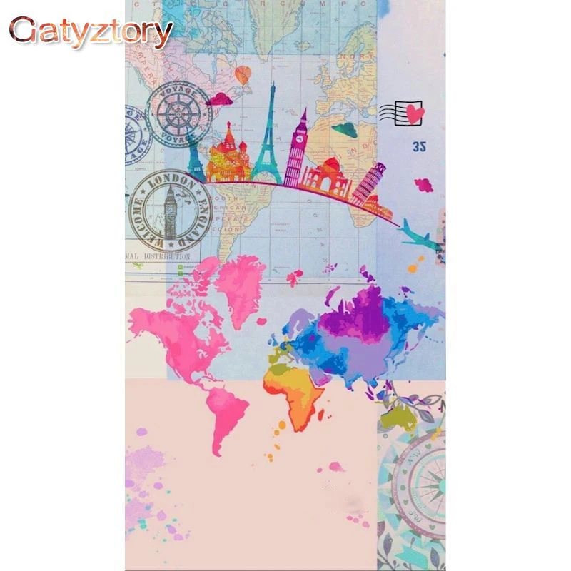 

GATYZTORY Painting By Numbers Colored Earth DIY Frame Paint By Numbers City On Canvas DIY Scenery Home Decoration