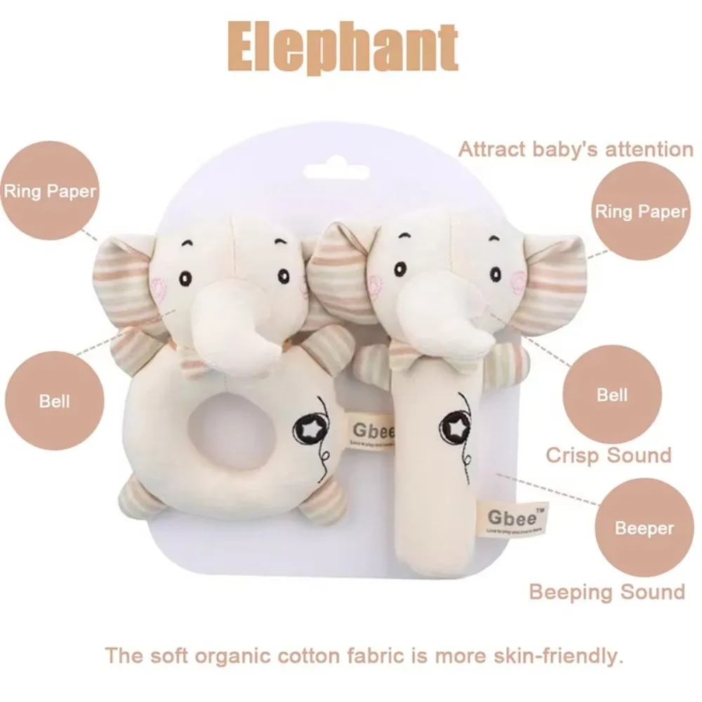 Cute Cartoon Animals Baby Hand Shaker Child Educational Handbells Newborn Comfort Toy Baby Comfort Toys Soft Infant Rattle