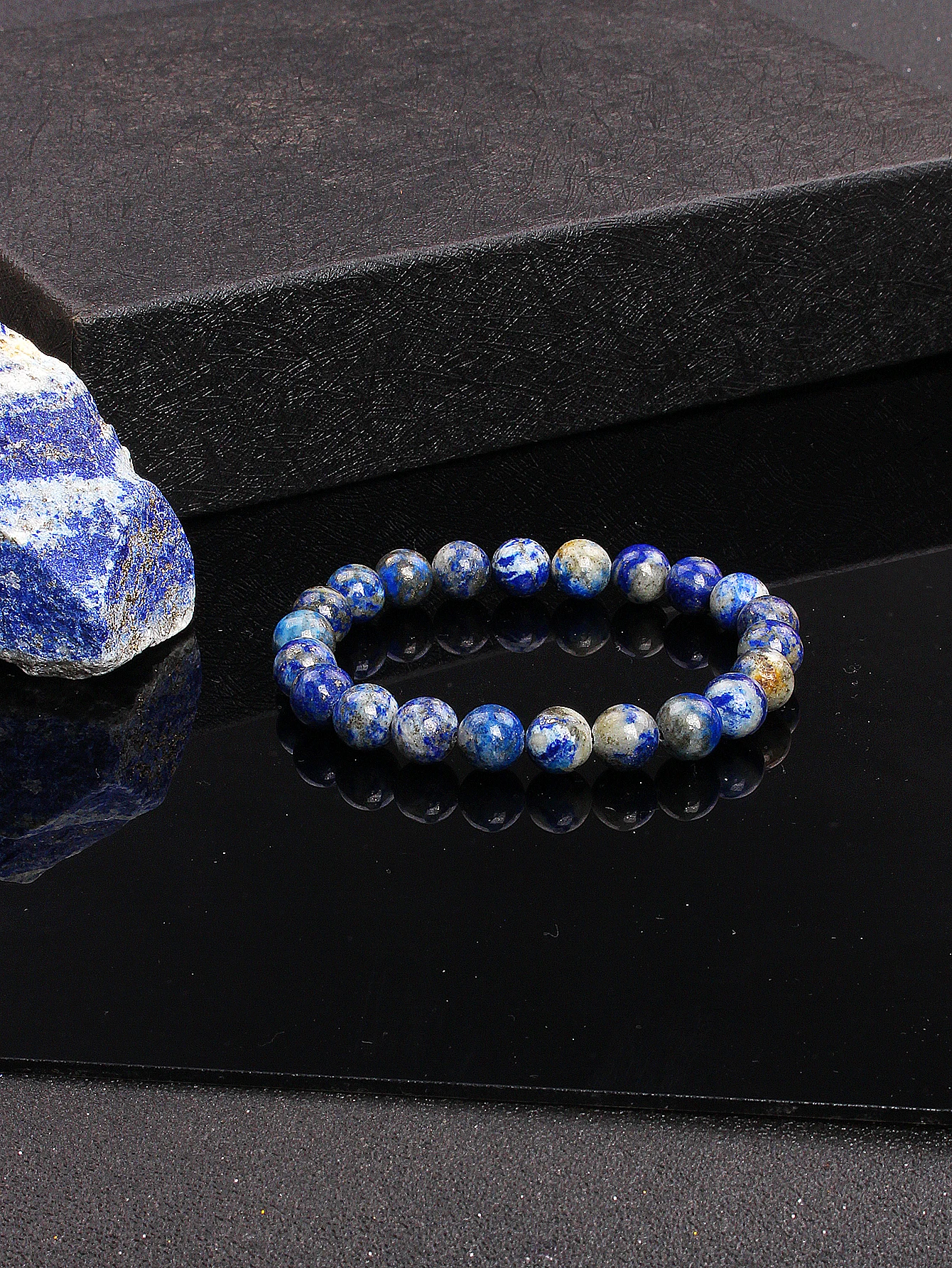Handmade Natural Lapis Lazuli Stone Bracelet Reiki Energy Beads Deep Blue Spiritual Healing Elastic Jewelry Gift for Women & Men - Image 5