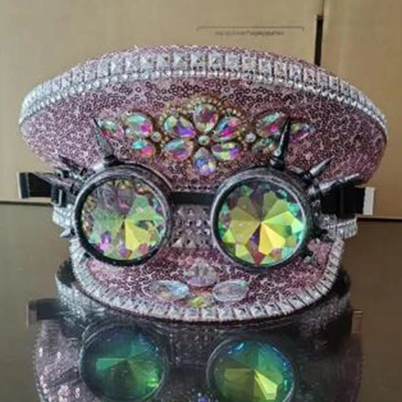 

R1WE мерцающая шляпа со стразами, расшитая блестками шляпа капитана для свадебной вечеринки, девичник, карнавальный костюм,