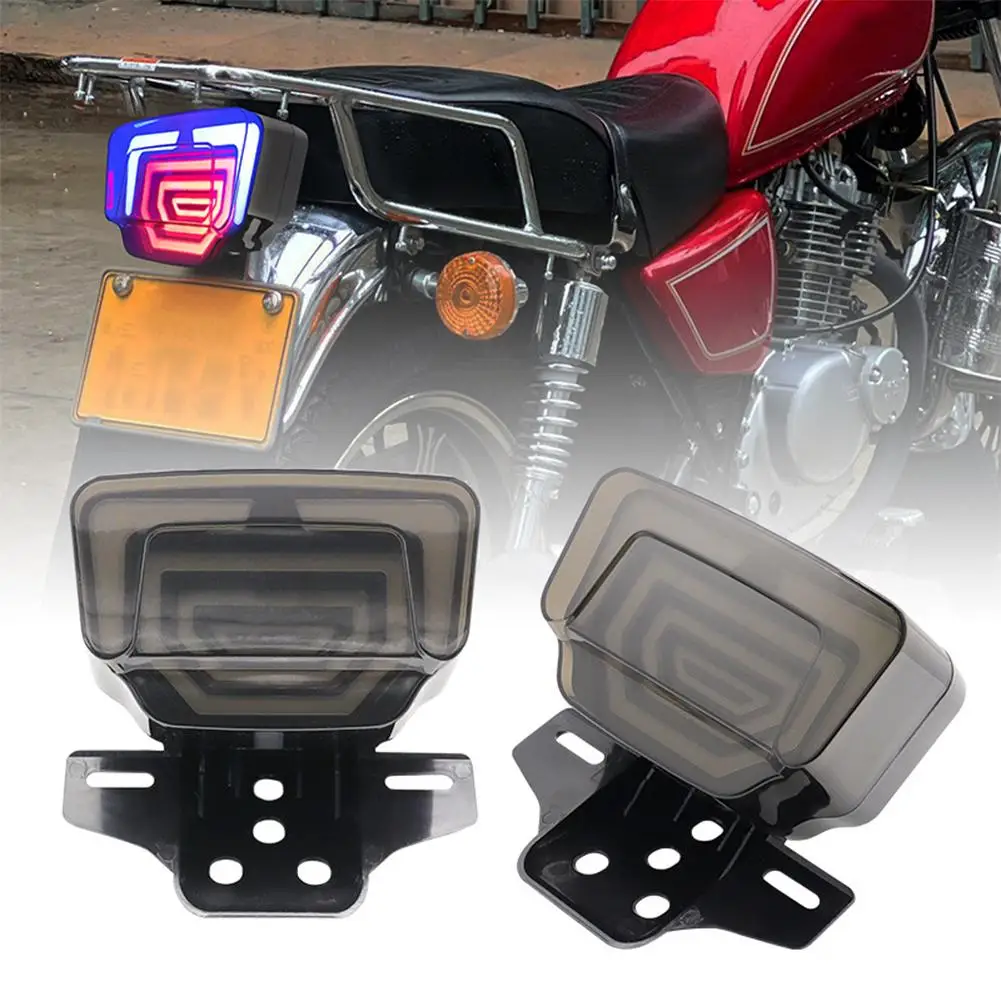 Luces traseras LED para motocicleta con soporte para Honda CG125 TMX125/155, lámpara de freno de conducción, luz intermitente roja y ámbar