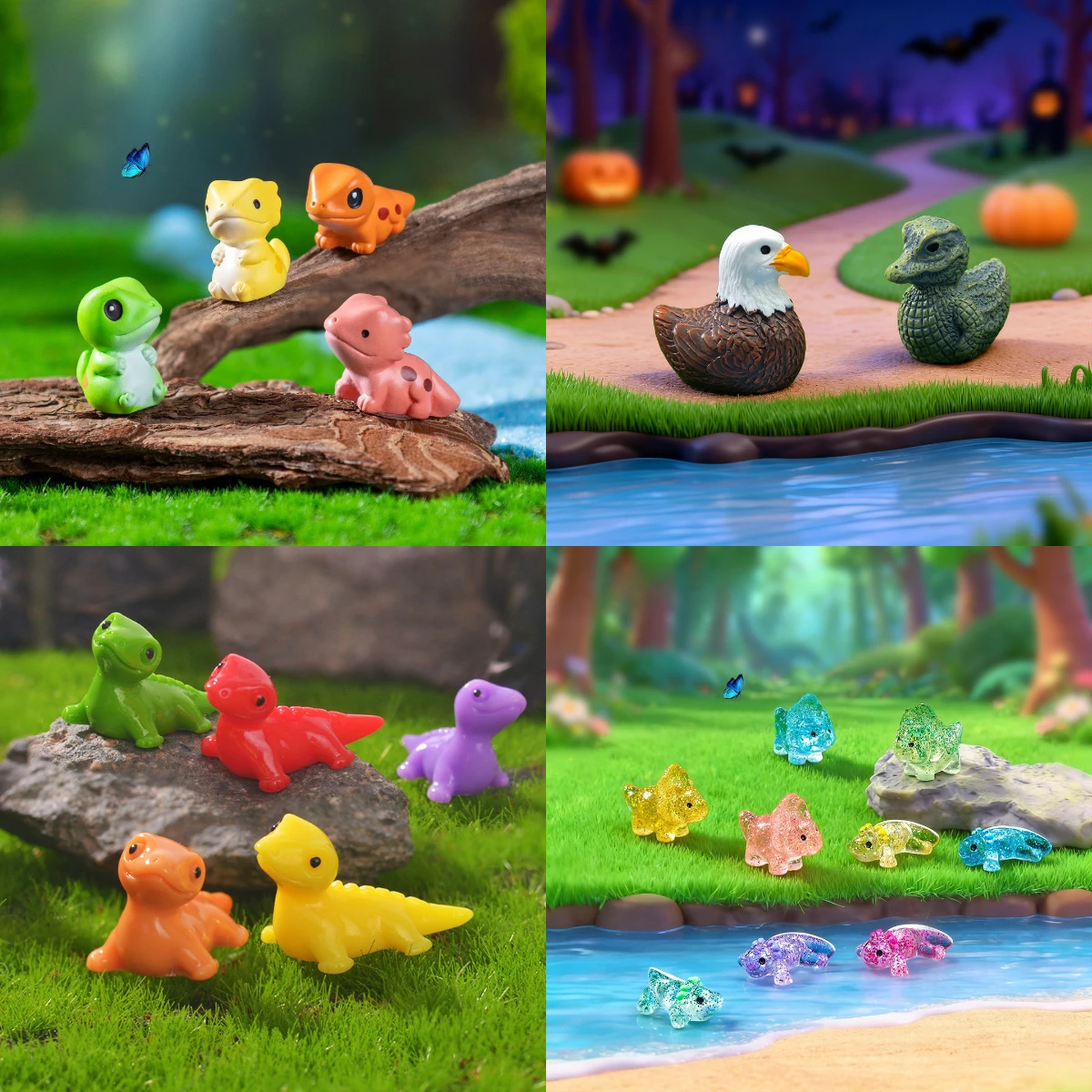 100pcs Cute 3D Cartoon Animal Climbing Pet Resin Cabochon Desktop Oranment DIY for Fairy Garden Landscape Dollhouse Accessories