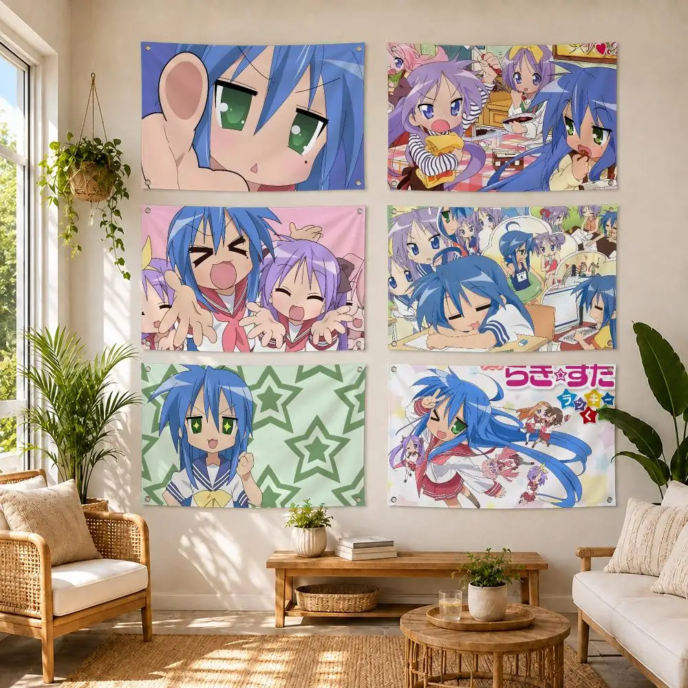 Anime L-Lucky Star Flags Flag Soft Skin-friendly Durable Tapestry Outdoor Party Home Living Room Bedroom Decoration